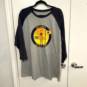 No Label Brewing Astros Gray and Black Baseball Graphic Men's Shirt Sz XXL EUC